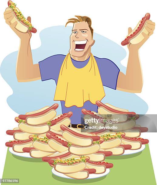 hot dog eating contest - serviette stock illustrations