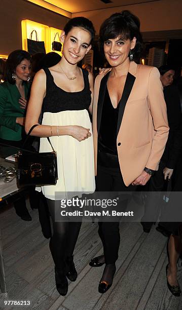 Nine and Ines de la Fressange attend the Roger Vivier party to celebrate the launch of the new bag collection Miss Viv, hosted by Ines de la...