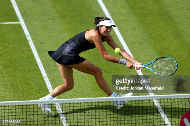 Garbine Muguruza of Spain partnering Daria Kasatkina of Russia during their double match against Andrea Sestini Hlavackova of the Czech Republic...