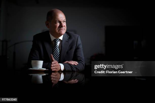 German Finance Minister Olaf Scholz is pictured during an interview on June 11, 2018 in Berlin, Germany.