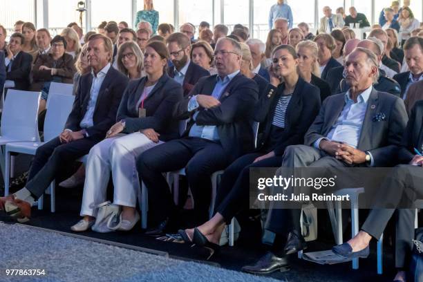 Swedish Crown Princess Victoria attends the Volvo Ocean Summit ahead of participating in the ProAm Race at the Volvo Ocean Race in the Freeport of...