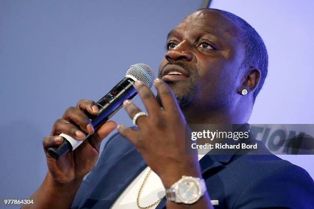 Akon talks during the GABBCON session at the Cannes Lions Festival 2018 on June 18, 2018 in Cannes, France.