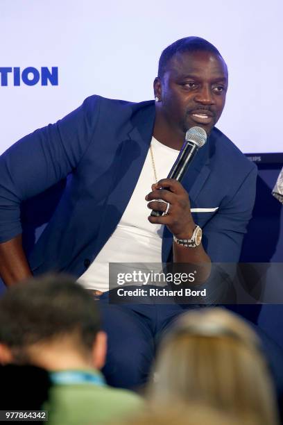 Akon talks during the GABBCON session at the Cannes Lions Festival 2018 on June 18, 2018 in Cannes, France.