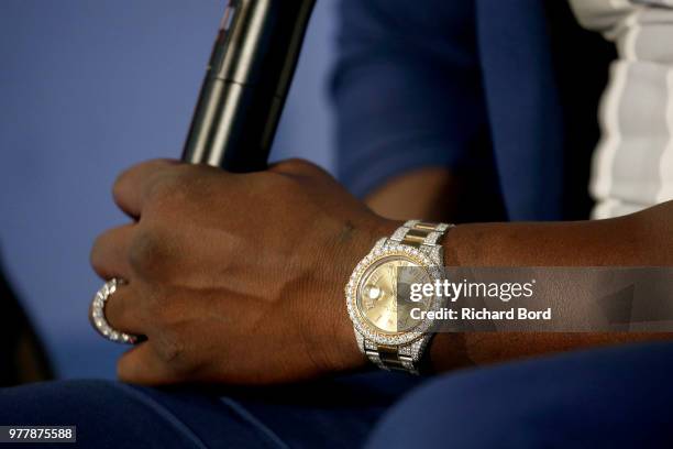 Akon, watch detail, talks during the GABBCON session at the Cannes Lions Festival 2018 on June 18, 2018 in Cannes, France.