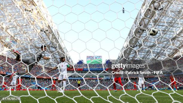 Dries Mertens of Belgium scores his team's first goal during the 2018 FIFA World Cup Russia group G match between Belgium and Panama at Fisht Stadium...