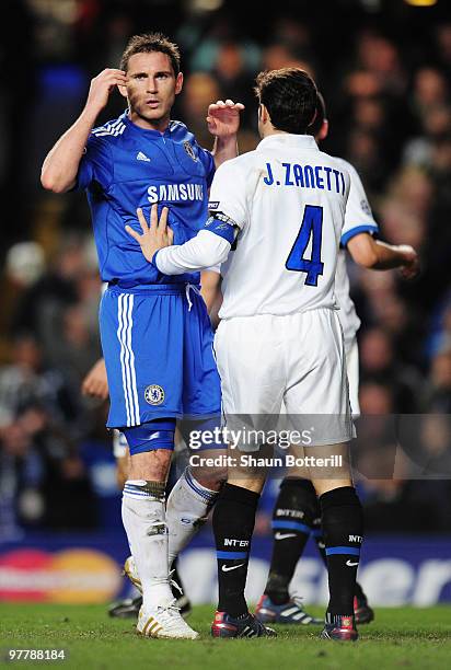 Frank Lampard of Chelsea misses a chance during the UEFA Champions League round of 16 second leg match between Chelsea and Inter Milan at Stamford...