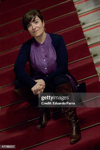 Elvira Lindo attends 'Algo mas inesperado que la muerte' press conference at Lara Theatre on March 16, 2010 in Madrid, Spain.