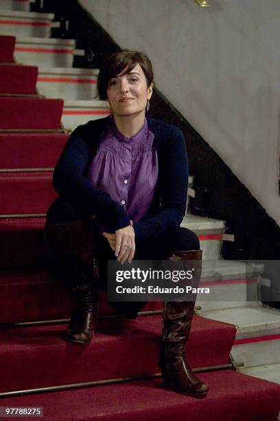 Elvira Lindo attends 'Algo mas inesperado que la muerte' press conference at Lara Theatre on March 16, 2010 in Madrid, Spain.