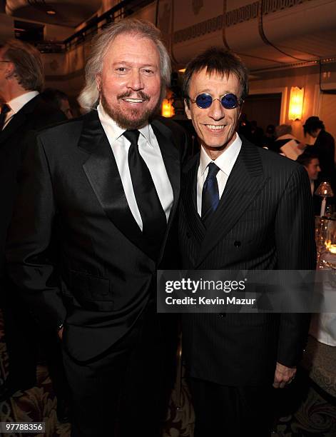 Exclusive* Barry Gibb and Robin Gibb attends the 25th Annual Rock and Roll Hall of Fame Induction Ceremony at The Waldorf=Astoria on March 15, 2010...