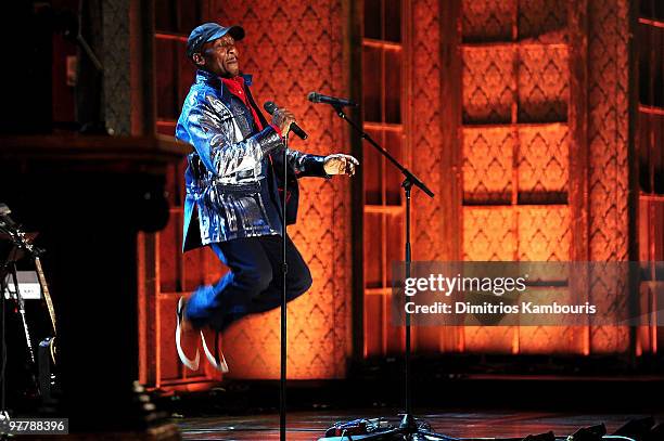 Inductee Jimmy Cliff performs onstage at the 25th Annual Rock and Roll Hall of Fame Induction Ceremony at Waldorf=Astoria on March 15, 2010 in New...