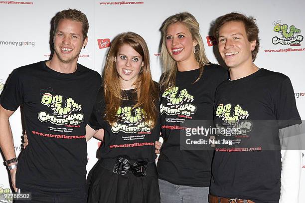 Sam Branson, Princess Beatrice, Holly Branson and Dave Clark attend The Team Caterpillar Fundrasing Party at Kensington Roof Gardens on March 11,...