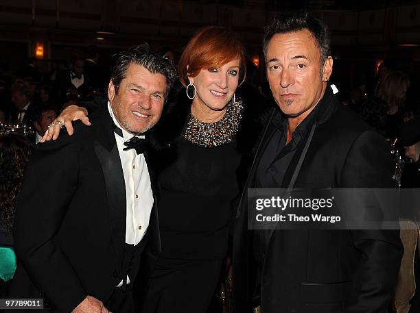 Exclusive* Jann Wenner, Patti Scialfa and Bruce Springsteen attend the 25th Annual Rock and Roll Hall of Fame Induction Ceremony dinner at...