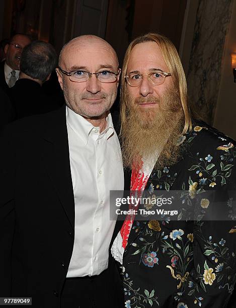 Exclusive* Inductee Phil Collins of Genesis and producer John David Kalodner attend the 25th Annual Rock and Roll Hall of Fame Induction Ceremony...