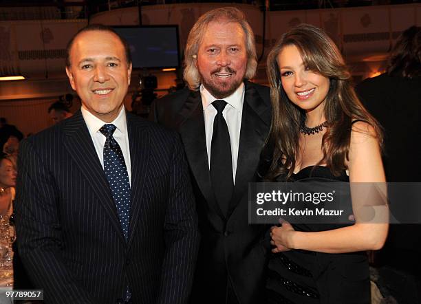 Exclusive* Tommy Mottola, Barry Gibb and Thalia attends the 25th Annual Rock and Roll Hall of Fame Induction Ceremony at The Waldorf=Astoria on March...