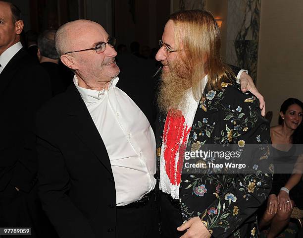 Exclusive* Inductee Phil Collins of Genesis and producer John David Kalodner attend the 25th Annual Rock and Roll Hall of Fame Induction Ceremony...