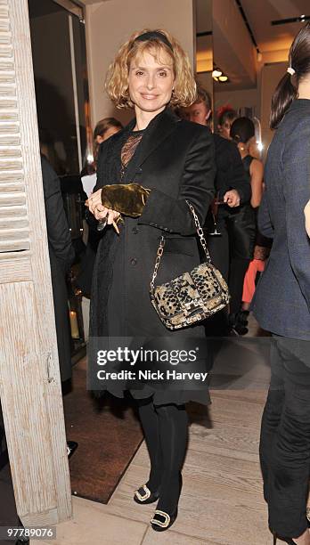 Maryam D'Abo attends the cocktail party for the launch of the 'Miss Viv' handbag collection by Roger Vivier on March 16, 2010 in London, England.