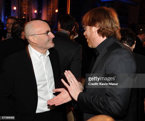 Exclusive* Phil Collins and Trey Anastasio of Phish attends the 25th Annual Rock and Roll Hall of Fame Induction Ceremony at The Waldorf=Astoria on...