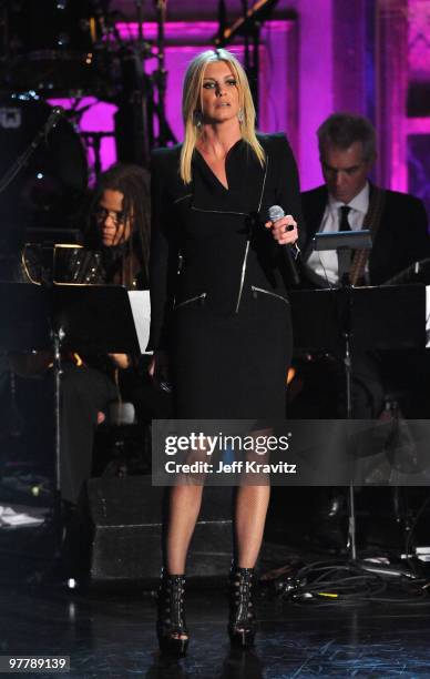 Singer Faith Hill performs onstage at the 25th Annual Rock and Roll Hall of Fame Induction Ceremony at the Waldorf=Astoria on March 15, 2010 in New...