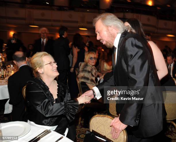 Exclusive* Meryl Streep and Barry Gibb attends the 25th Annual Rock and Roll Hall of Fame Induction Ceremony at The Waldorf=Astoria on March 15, 2010...