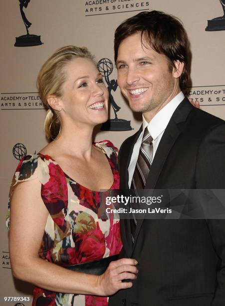 Actress Jennie Garth and actor Peter Facinelli attend an evening with "Nurse Jackie" at Leonard H. Goldenson Theatre on March 15, 2010 in North...