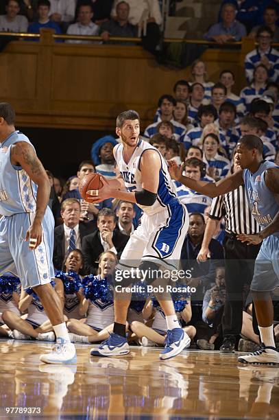 Duke Brian Zoubek in action vs North Carolina. Durham, NC 3/6/2010 CREDIT: Bob Rosato