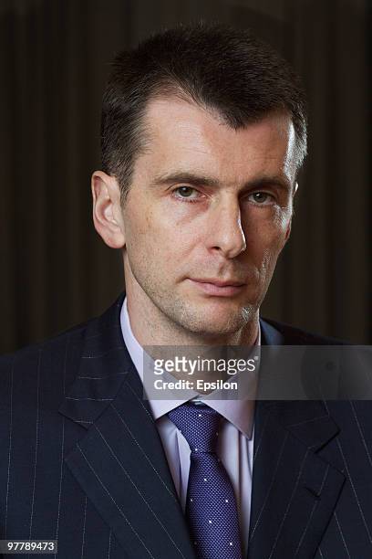 Russian businessman Mikhail Prokhorov poses in his office on January 14, 2010 in Moscow, Russia