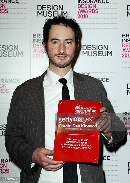 Tomas Cortese accepts the award for the Architecture category at the Brit Insurance Design Awards at the Design Museum on March 16, 2010 in London,...