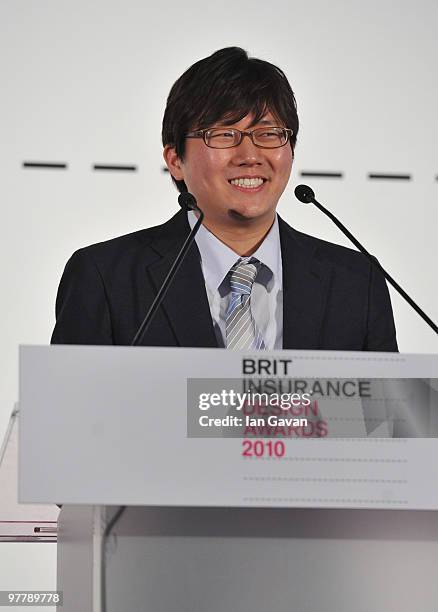 Min-Kyu Choi accepts the Brit Insurance Design of the Year Award at the Design Museum on March 16, 2010 in London, England. His innovative Folding...