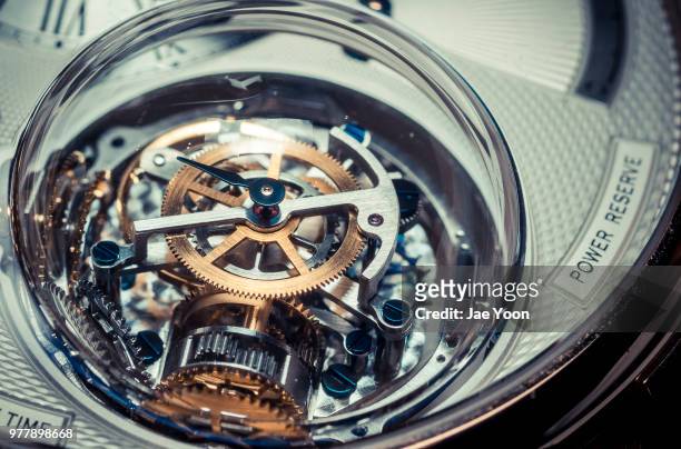 close up of mechanical watch - luxury watches stock pictures, royalty-free photos & images
