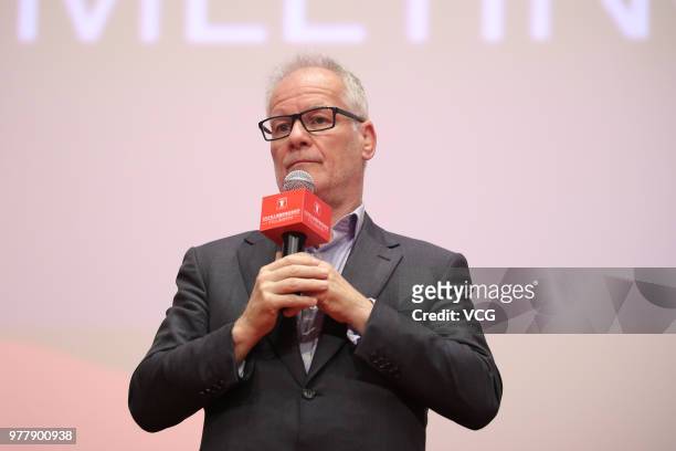 Cannes Film Festival Director Thierry Fremaux attends a meeting of film 'Capharnaum' during the 21st Shanghai International Film Festival at Shanghai...