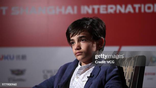 Actor Zain Alrafeea attends a meeting of film 'Capharnaum' during the 21st Shanghai International Film Festival at Shanghai Film Art Center on June...