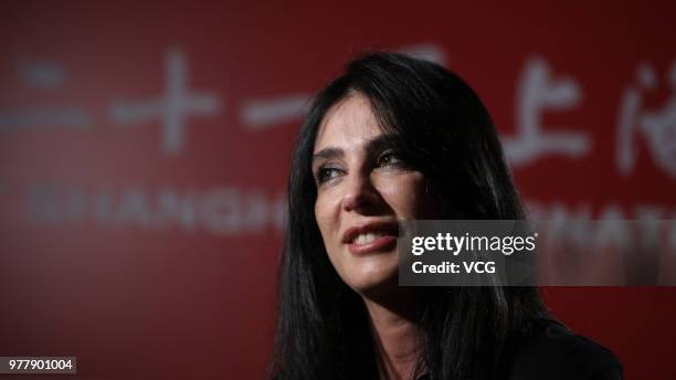 Director Nadine Labaki attends a meeting of film 'Capharnaum' during the 21st Shanghai International Film Festival at Shanghai Film Art Center on...