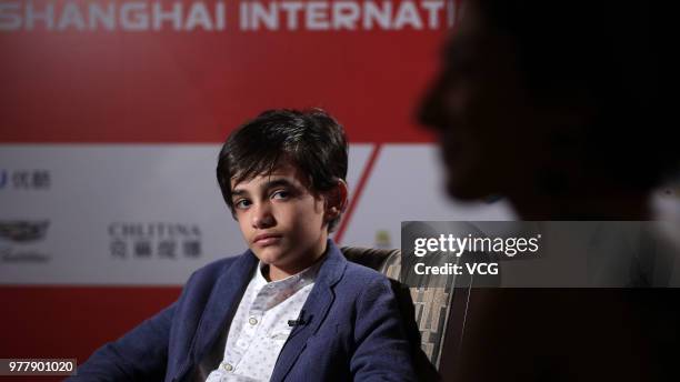 Actor Zain Alrafeea attends a meeting of film 'Capharnaum' during the 21st Shanghai International Film Festival at Shanghai Film Art Center on June...