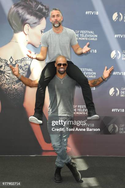 Jay Harrington and Shemar Moore from the serie 'S.W.A.T' attend a photocall during the 58th Monte Carlo TV Festival on June 17, 2018 in Monte-Carlo,...