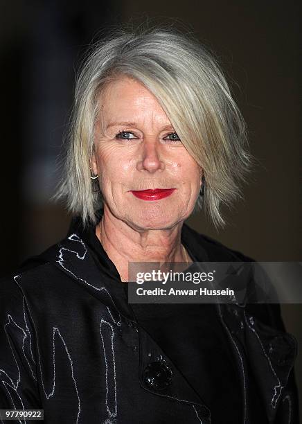 Fashion designer Betty Jackson arrives at a reception for the British Clothing Industry at Buckingham Palace on March 16, 2010 in London, England