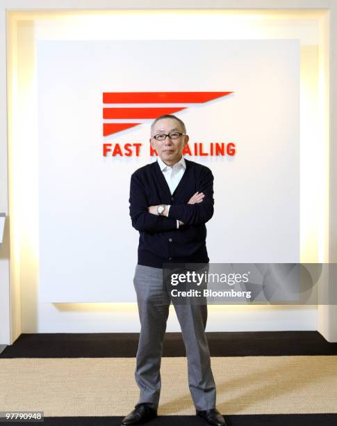 Tadashi Yanai, chairman, president and chief executive officer of Fast Retailing Co., poses for a photograph after an interview in Tokyo, Japan, on...