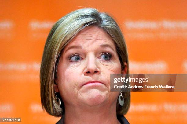 Leader Andrea Horwath speaks to media in Toronto, June 14, 2018.