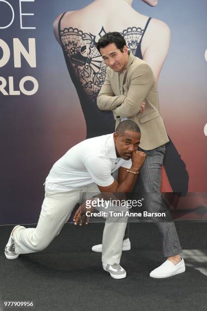 Jason George and Jay Hayden from the serie 'Station 19' attend a photocall during the 58th Monte Carlo TV Festival on June 17, 2018 in Monte-Carlo,...