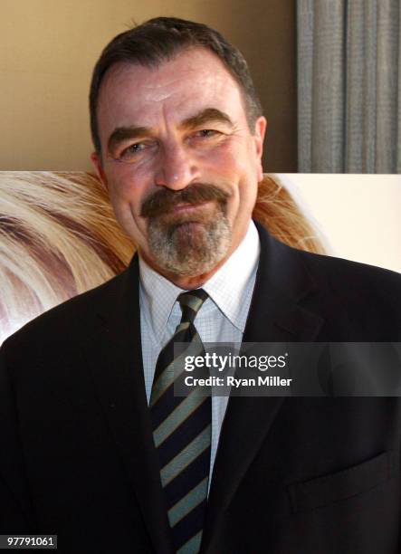 Actor Tom Selleck attends the Lionsgate 2010 ShoWest cocktail party during ShoWest 2010 held at Bellagio Las Vegas on March 16, 2010 in Las Vegas,...