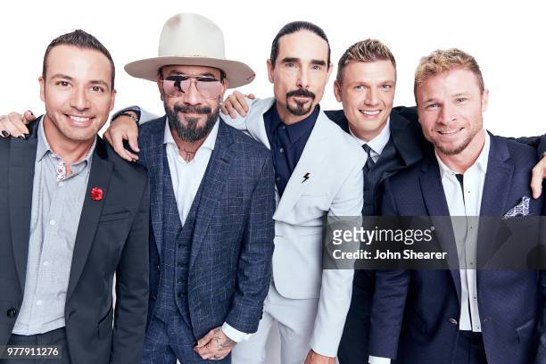 Howie Dorough, A.J. McLean, Kevin Richardson, Nick Carter, and Brian Littrell of The Backstreet Boys pose at the 2018 CMT Music Awards Show: Portrait...