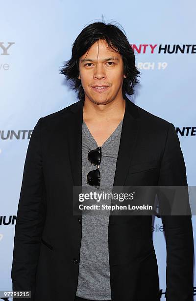 Actor Chaske Spencer attends the premiere of "The Bounty Hunter" at Ziegfeld Theatre on March 16, 2010 in New York, New York City.