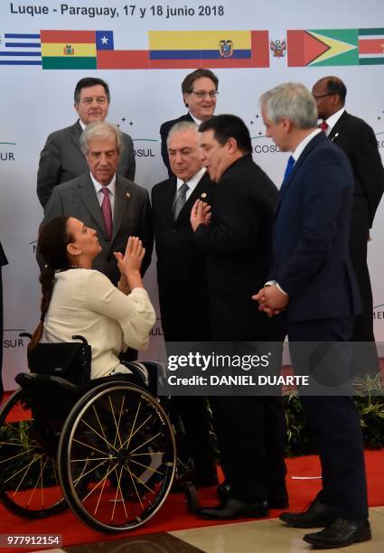 Argentine Vice-President Gabriela Michetti, Uruguay's President Tabare Vazquez, Brazil's President Michel Temer, Paraguay's President Horacio Cartes...