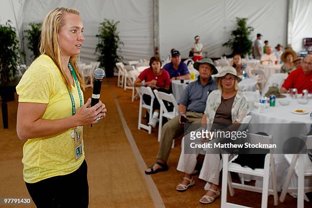 Bethanie Mattek-Sands meets members of the USTA attending USTA Member Appreciation Day during the BNP Paribas Open on March 16, 2010 at the Indian...