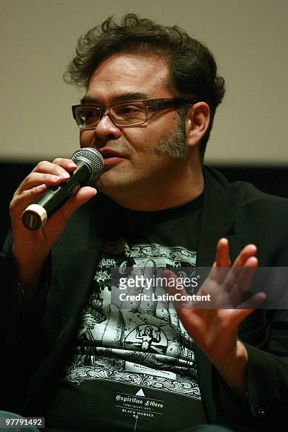 Joselo Rangel, guitar player of Cafe Tacuba, during the VI Encuentro Con Creadores as part of the Guadalajara International Film Festival on March...