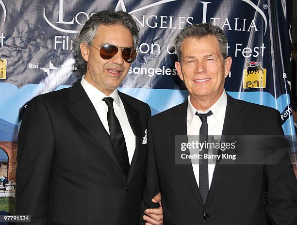 Tenor Andrea Bocelli and producer/composer David Foster attend the Los Angeles Italia Film, Fashion & Art Festival at the Mann Chinese 6 on March 1,...