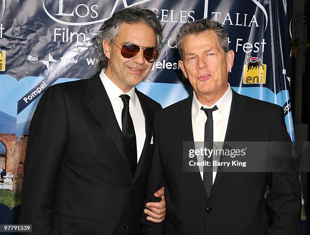Tenor Andrea Bocelli and producer/composer David Foster attend the Los Angeles Italia Film, Fashion & Art Festival at the Mann Chinese 6 on March 1,...