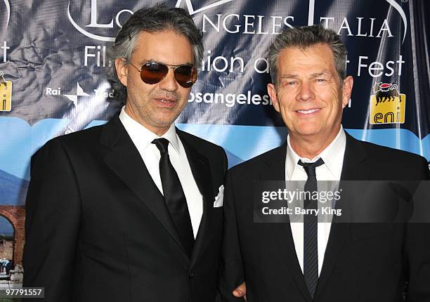 Tenor Andrea Bocelli and producer/composer David Foster attend the Los Angeles Italia Film, Fashion & Art Festival at the Mann Chinese 6 on March 1,...