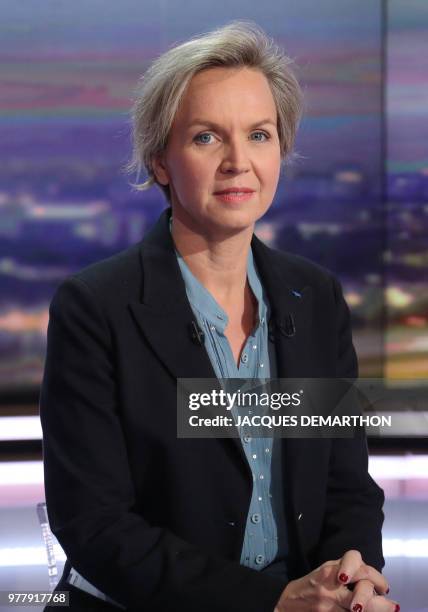 Bordeaux Deputy Mayor and former vice president of French opposition Les Republicains party Virginie Calmels poses before appearing on Le Journal de...
