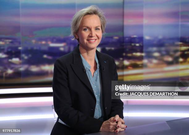 Bordeaux Deputy Mayor and former vice president of French opposition Les Republicains party Virginie Calmels poses before appearing on Le Journal de...