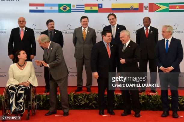 Argentine Vice-President Gabriela Michetti, Uruguay's President Tabare Vazquez, Paraguay's President Horacio Cartes, Brazil's President Michel Temer,...